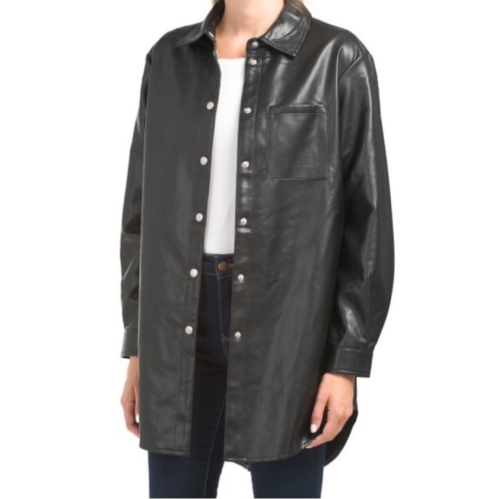Black Pleather Shacket